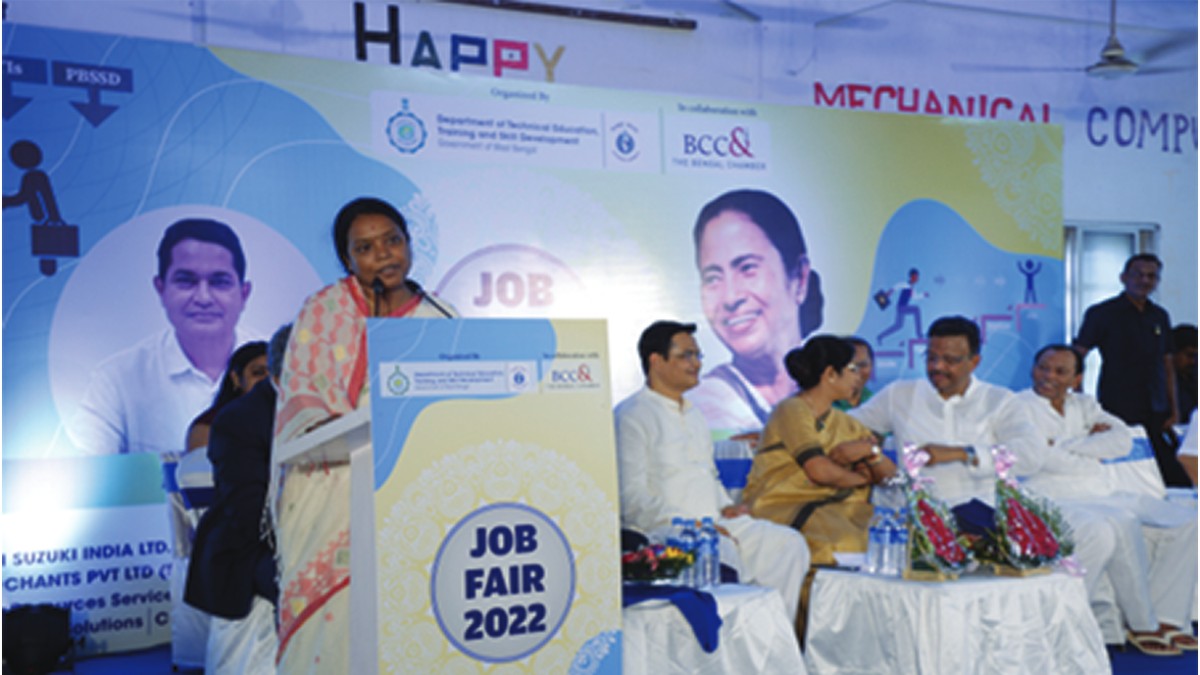 Smt. Birbaha Hansda Minister of State for Forest and Minister of State for Consumer Affairs, GoWB addressing at the inaugural session