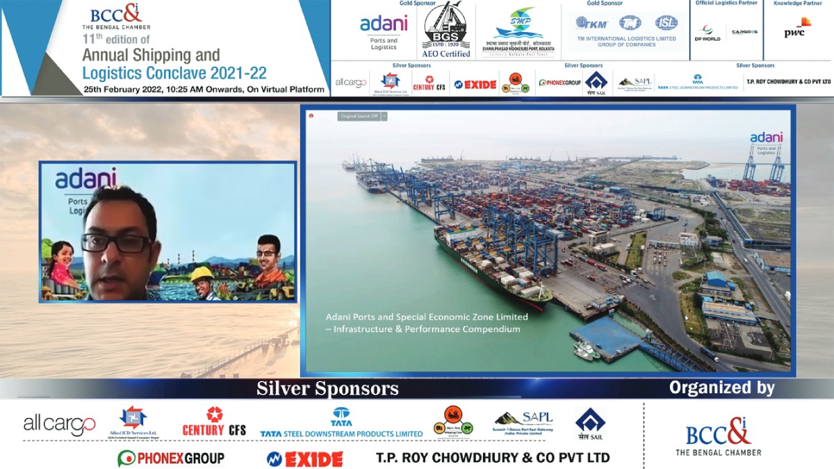 Capt. Mohit Chaturvedi, Head − India Container sales, (Business development), Adani Ports & SEZ, giving presentation on “Greenfield port development in the Eastern part of India”