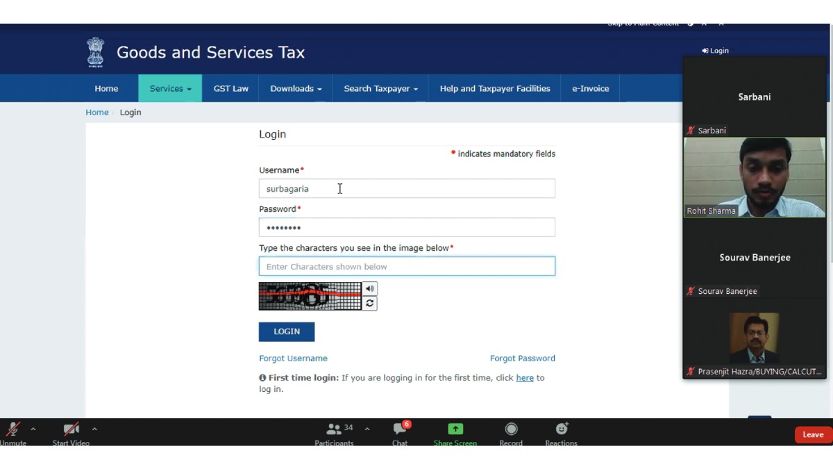 Live Session on GST Portal in progress