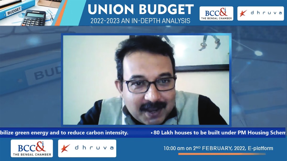 Session on Economic Perspectives on Union Budget 2022−23 in progress (Panelist : Dr. Biswajit Mandal, Associate Professor, Department of Economics and Politics, Visva Bharati University)
