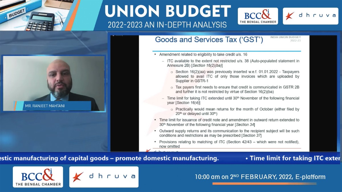 Session on Taxation in progress (Speaker : Mr. Ranjeet Mahtani, Partner, Dhruva Advisors LLP)