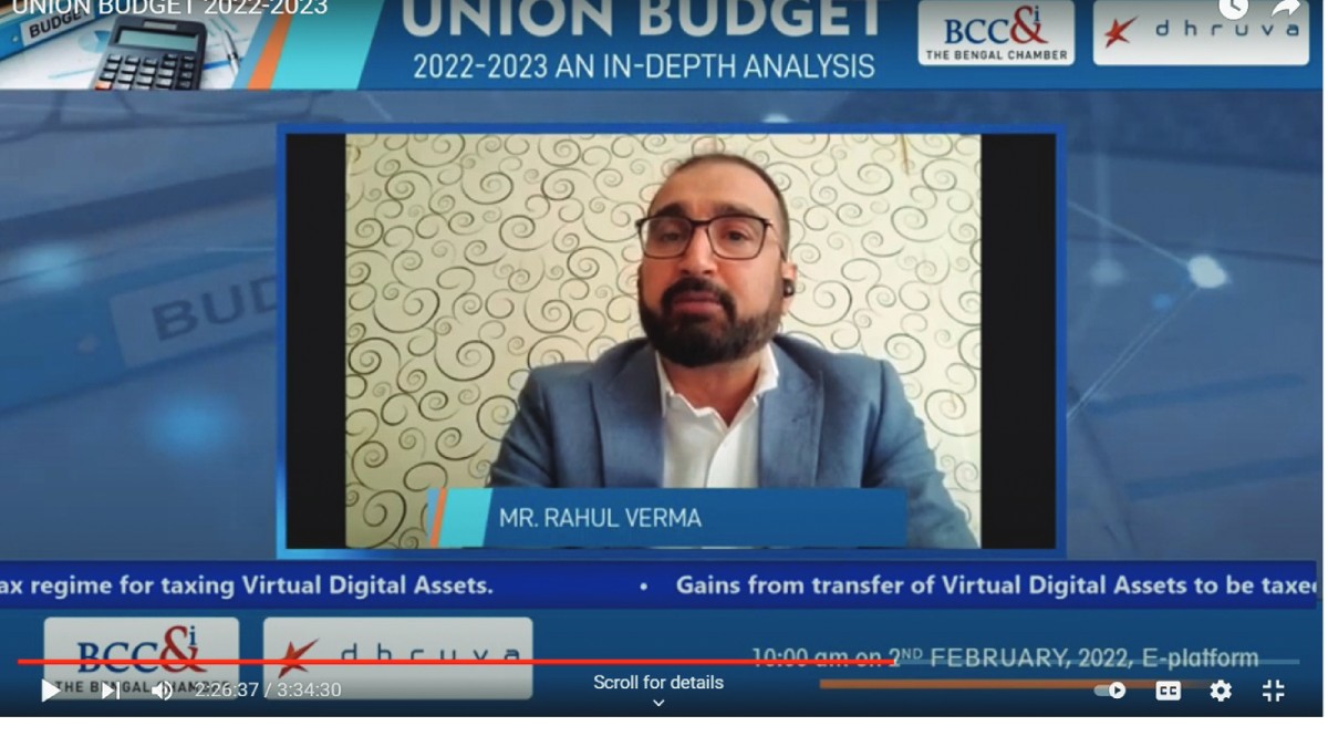 Session on Industry Perspectives on Union Budget 2022−23 on Direct Taxes & Indirect Taxes in progress (Panelist: Mr. Rahul Verma, Head Taxation, Cipla Ltd)