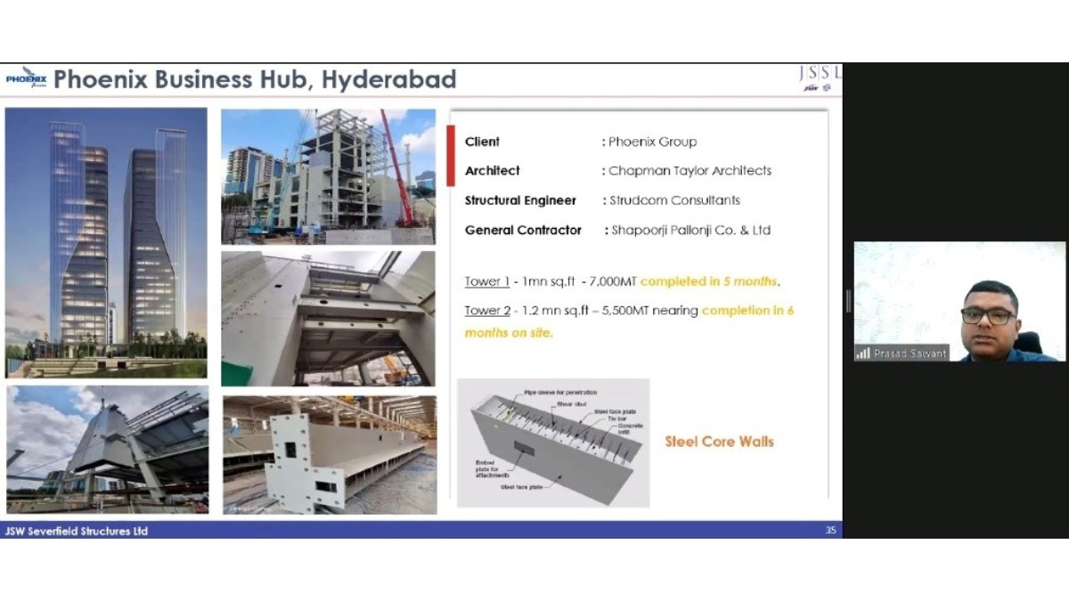 Mr. Prasad Sawant, Head−Design & Engineering, JSW Severfield Structures Ltd. describing steel applicability via various case studies