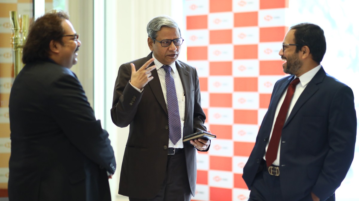 Director General, BCC&I, Mr. Subhodip Ghosh and Director, BCC&I, Mr. Arnab Chakraborty, interacting with Mr. Tamal Bandopadhyay, Author & Columnist and Mentor, Banking and Finance Committee, BCC&I