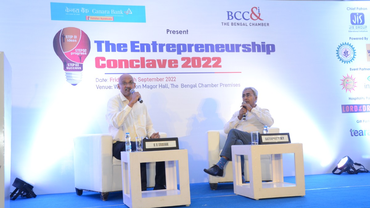 The journey of Sreeleathers with Mr. Satyabrata Dey, Managing Director, Sreeleathers Ltd. a fireside chat moderated  by Mr. K R Sriram, Member, The Entrepreneurs’ Committee, The Bengal Chamber of Commerce and Industry and Founder, K R Sriram & Co