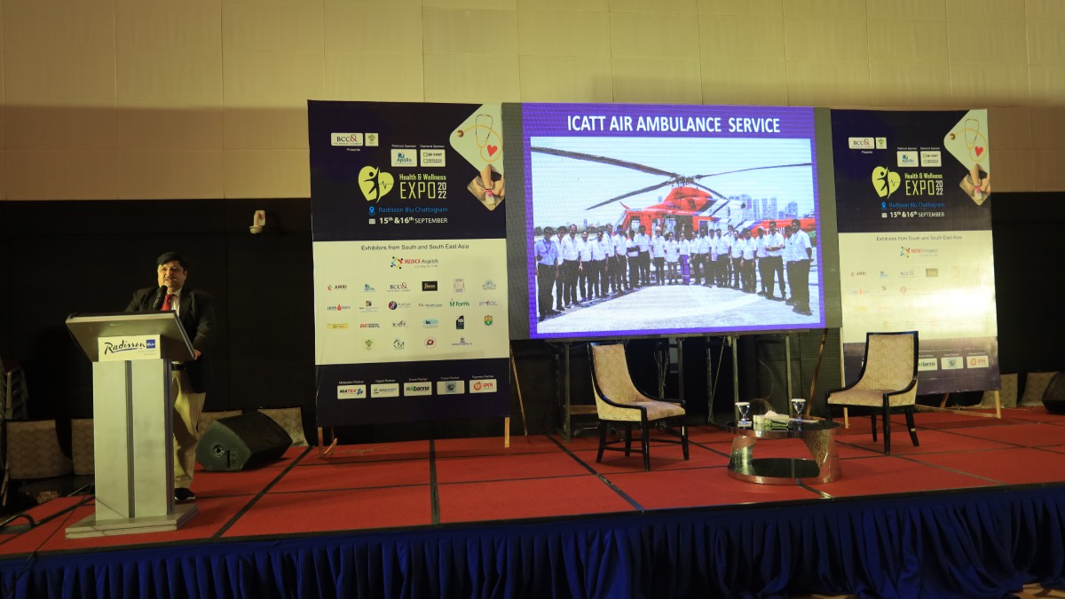 Health Talk in progress on Air Ambulance Service by Mr. Satish Munoli, Chief Operating Officer, ICATT Air Ambulance Services