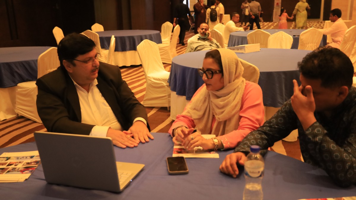 B2B Meeting in progress (L-R) Mr. Satish Munoli, Chief Operating Officer ICATT Air Ambulance service, Dr Munal Mahbub, Senior Vice President, Chittagong Women Chamber of Commerce & Industry and Chairman, Mati-ta