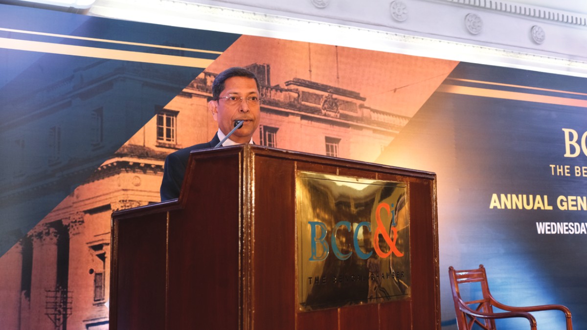 Mr. Deb A Mukherjee, President, The Bengal Chamber of Commerce and Industry delivering the AGM Address