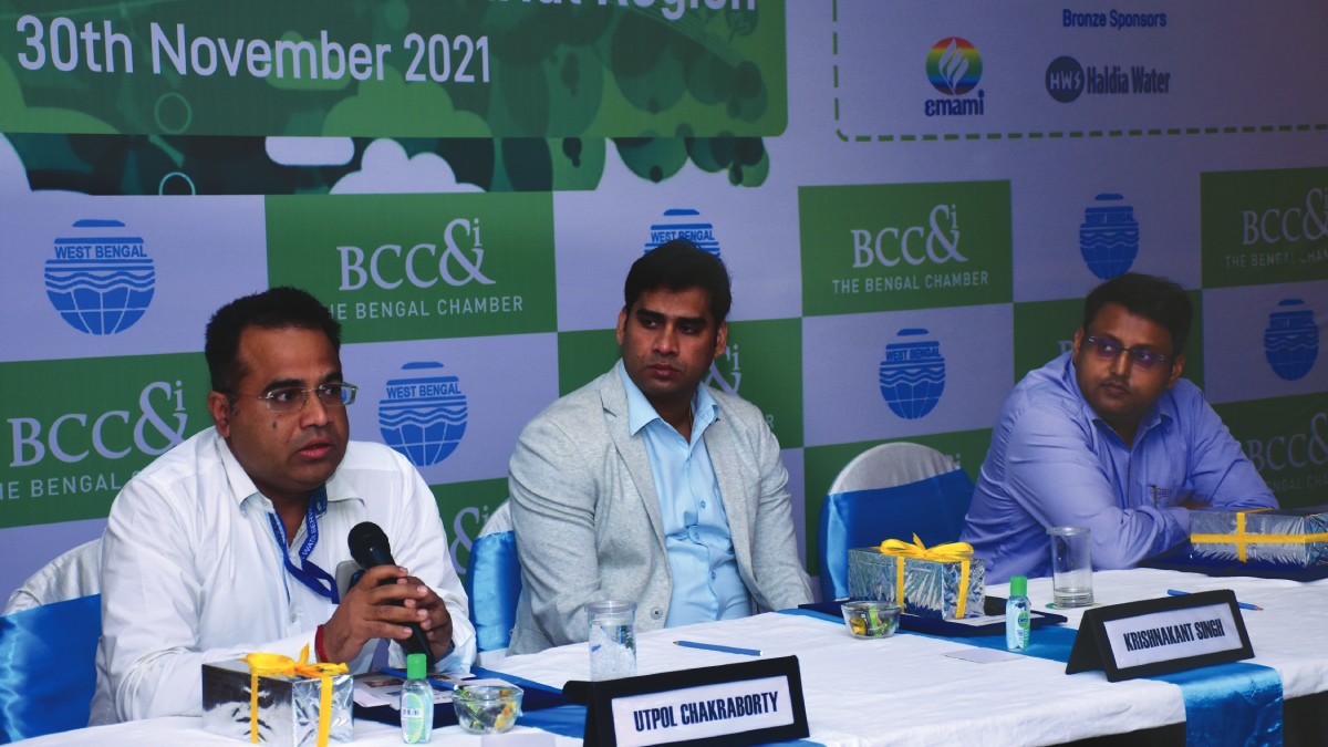 (L−R) Mr. Utpal Chakraborty, DGM, Haldia Water Services Pvt Ltd; Mr. Krishnakant Singh, Head − Production (Industrial) II FACTORY, Exide Industries Ltd and Mr. Saugata Mahindar, Deputy General Manager, Haldia Petro Chemicals Ltd