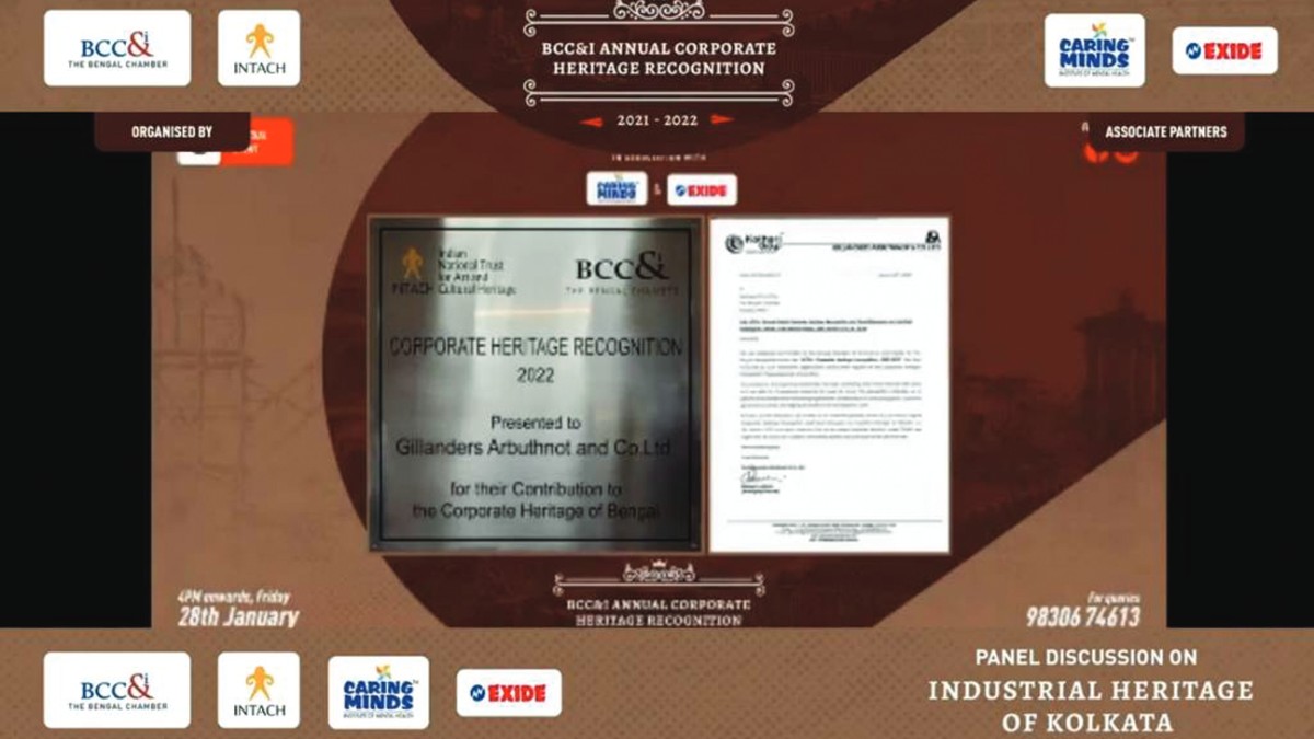 Plaque of Gillanders Arbuthnot and Co. Ltd and their letter of gratitude on receiving the same