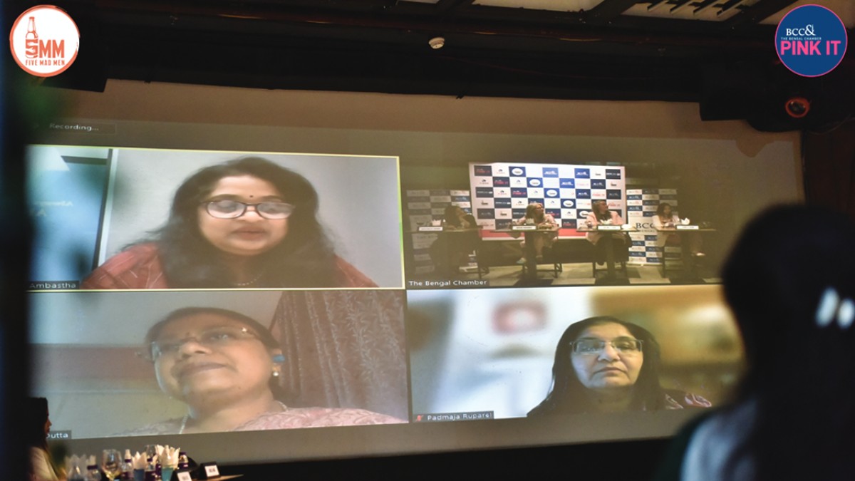 Leadership Panel: Ms. Seema Ambastha, CEO, Brookfield Asset Management−Digital Realty (1st Row L); Session Moderator Prof Mousumi Dutta, Head−Economics Department, Presidency University (2nd Row L); Ms. Padmaja Ruparel, Co−Founder, Indian Angel Network and Founding Partner, IAN Fund (2nd Row R)'
007.jpg, Distinguished audience