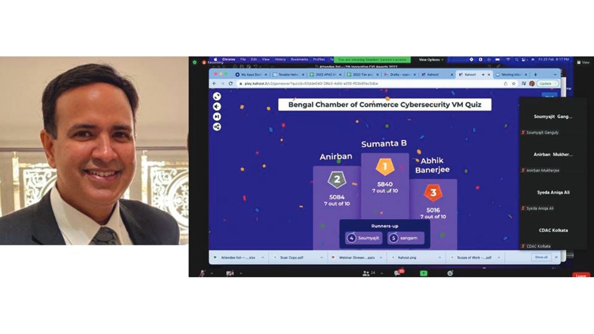 Mr. Shanker Sareen, Head− Marketing, India & SAARC, Tenable conducting Quiz at KAHOOT