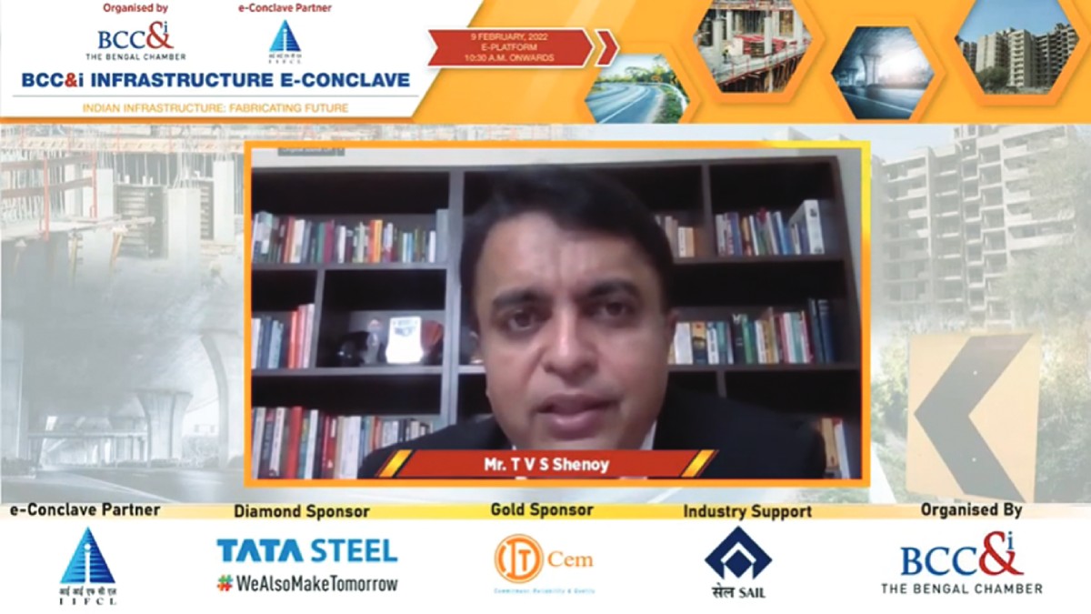 Mr. T V S Shenoy, Chairperson, Infrastructure Committee, BCC&I and Chief Commercial Officer (Long Products), Tata Steel Ltd. delivering the Opening Remarks at the BCC&I Infrastructure e− Conclave
