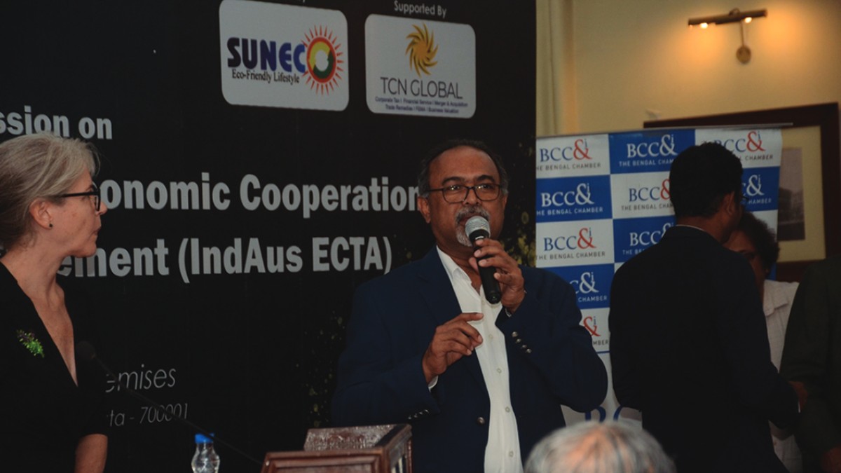 Mr. Abraham G Stephanos, President, The Bengal Chamber of Commerce and Industry and Managing Director, Tata Steel Downstream  Products  Limited  addressing  the  audience