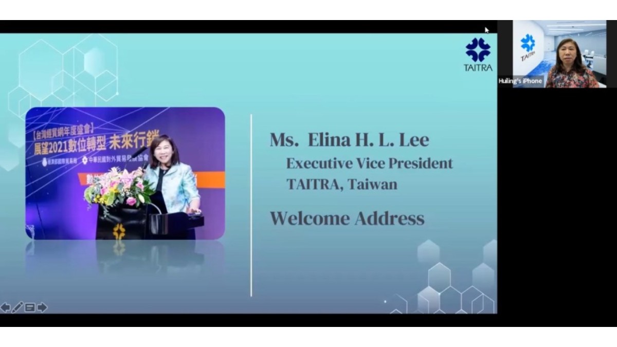 Ms. Elina H. L. Lee, Executive Vice President, TAITRA, Taiwan delivering the formal welcome address