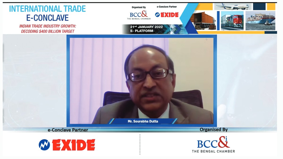 Mr. Sourabha Dutta, Chairperson, International Trade Committee, BCC&I and Senior Vice President − Industrial Sales & Marketing, Exide Industries Limited, sharing an Industry Perspective and delivering the keynote address at theOpening Session of the Conclave