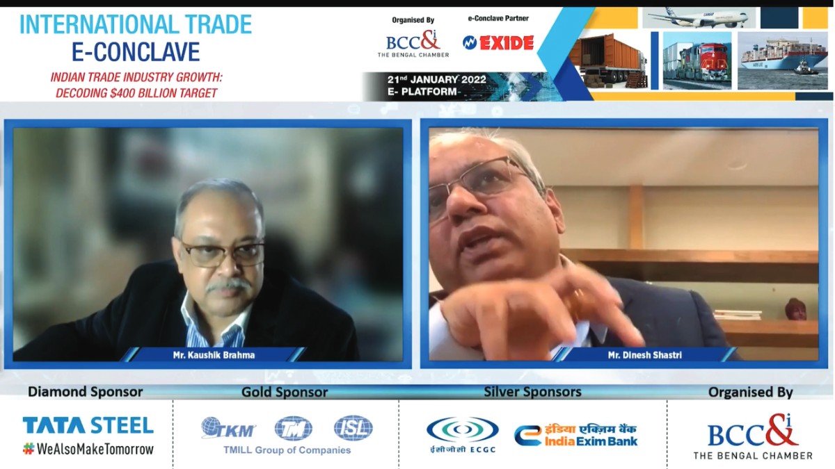Mr. Dinesh Shastri, Managing Director, TM International Logistics Limited In Discussion with Mr. Kaushik Brahma, Co− Chairperson, International Trade Committee, BCC&I and Head − Export Planning & Documentation, Tata Steel Ltd. at the Fire side Chat session on “Addressing the weakest link : Issues in Logistics Infrastructure in catalyzing Trade Growth of the Country”