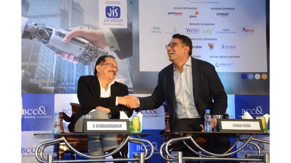 Mr. S Radhakrishnan, Past President, The Bengal Chamber of Commerce and Industry with Mr. Arnab Basu, Vice President and Chairperson, IT Committee, The Bengal Chamber and Advisory Leader and Partner, PricewaterhouseCoopers Pvt Ltd