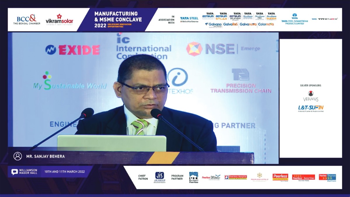 Mr. Sanjay Behera, Chairperson − Manufacturing & MSME Committee, The BCC&I and CSM−W−BPR, Tata Steel Limited delivering the Welcome Address