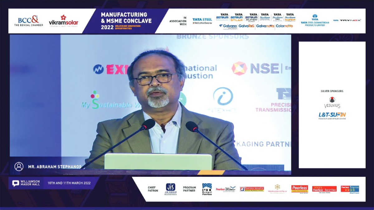 Mr. Abraham Stephanos, President, The BCC&I and Managing Director, Tata Steel Downstream Products Limited delivering the Inaugural and Theme Address of The Conclave