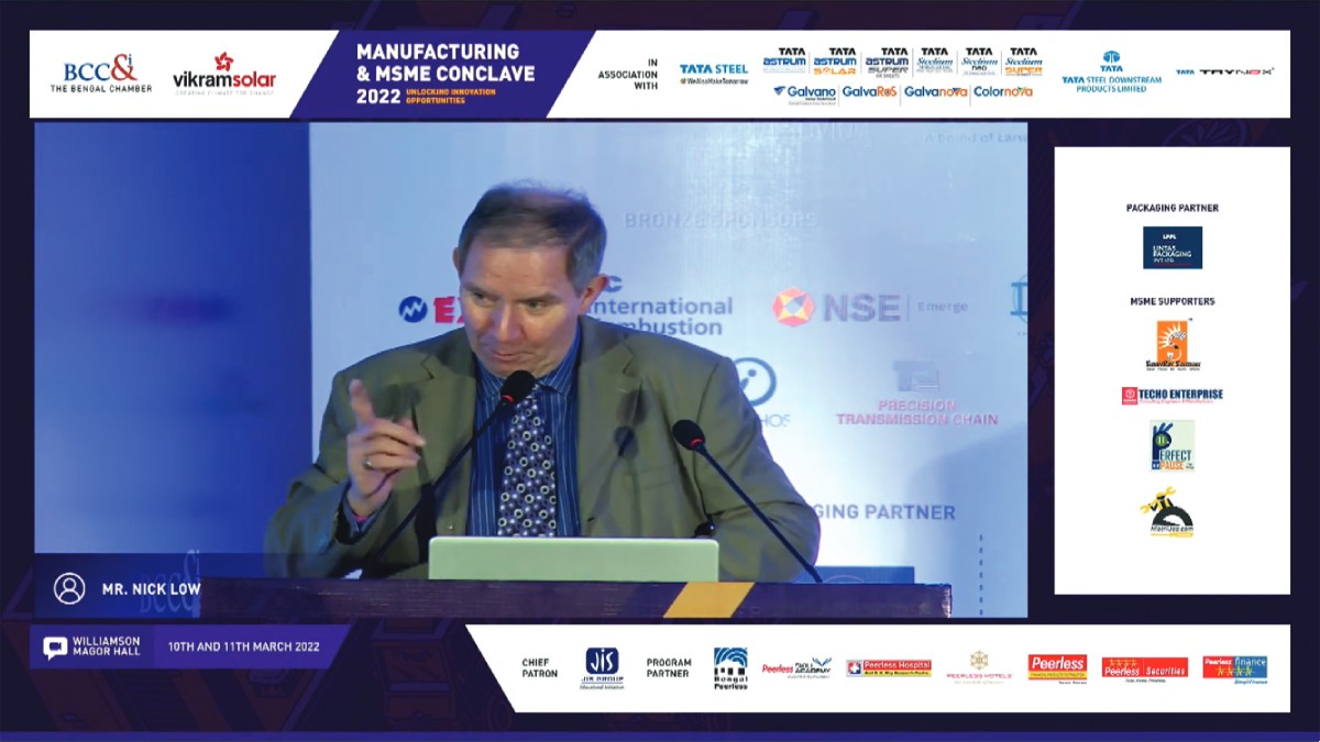 Mr. Nick Low, British Deputy High Commissioner, Government of the United Kingdom and Chief Guest of the Conclave addressing the participants